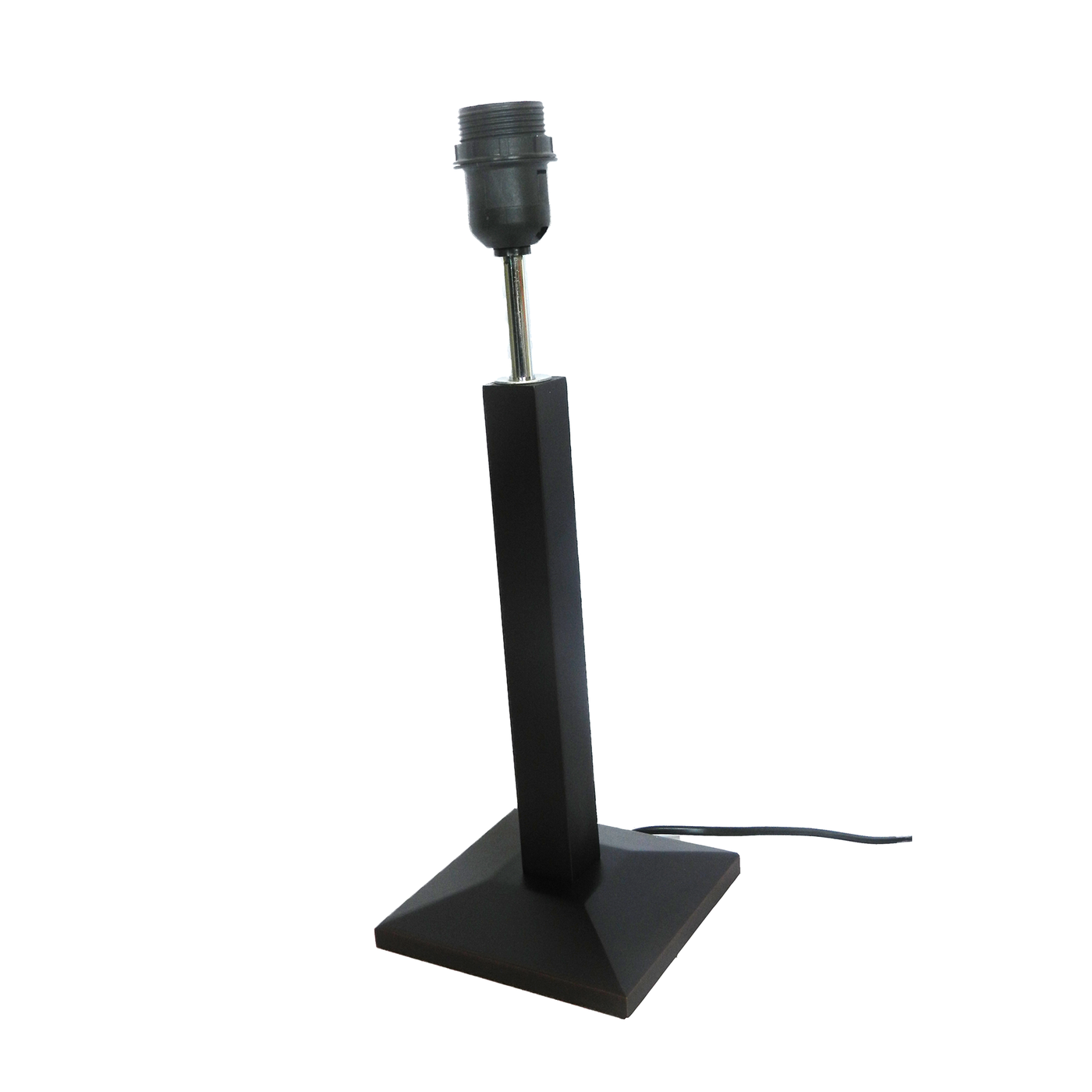 Pied de lampe base carrée bois foncé